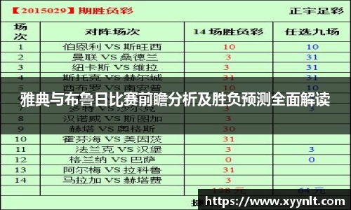 雅典与布鲁日比赛前瞻分析及胜负预测全面解读